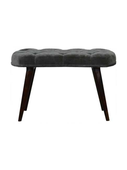 Artisan Furniture Black &amp; Grey Cotton Velvet Deep Button Bench
