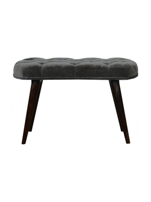 Artisan Furniture Black & Grey Cotton Velvet Deep Button Bench-Artisan Furniture-HomeFurnishing-TATA CLIQ