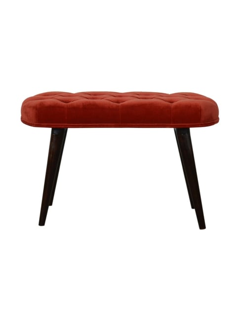 Artisan Furniture Brown Cotton Velvet Deep Button Bench Brown Finish-Artisan Furniture-HomeFurnishing-TATA CLIQ