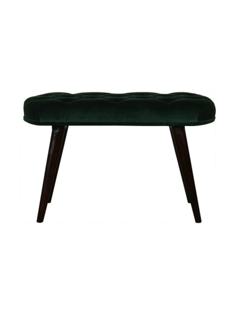 Artisan Furniture Brown Emerald Cotton Velvet Deep Button Bench-Artisan Furniture-HomeFurnishing-TATA CLIQ