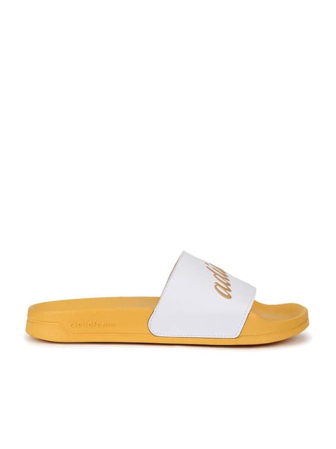 Adidas Women's ADILETTE SHOWER White & Mustard Slides