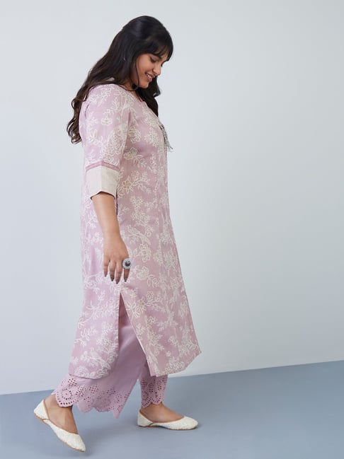 Diza Curves by Westside Lilac Floral Print A-Line Kurta Price in India