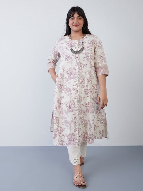 Diza Curves by Westside Off-White Floral A-Line Kurta Price in India