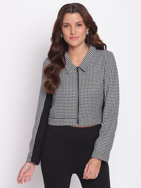 Black and white checkered jacket clearance womens