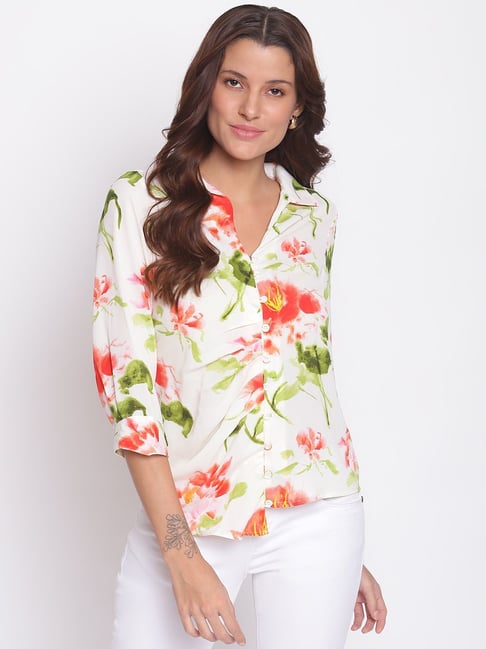 Latin Quarters White Floral Print Shirt Price in India