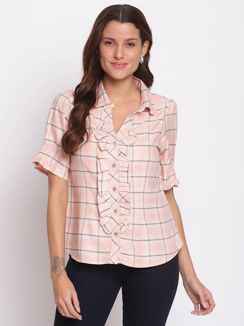 Latin Quarters Pink Checks Shirt Price in India
