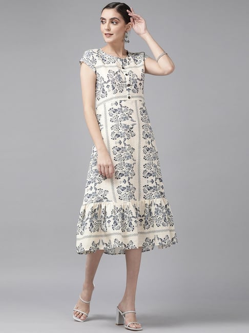 Buy Yufta White Printed A-Line Dress for Women Online @ Tata CLiQ