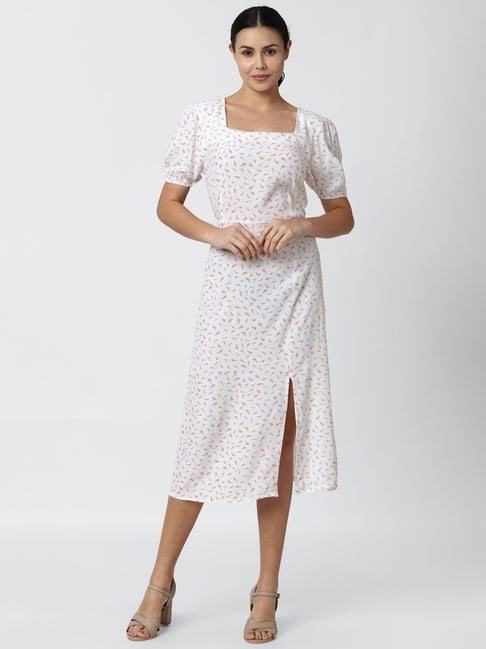 Van Heusen White Printed A-Line Dress Price in India