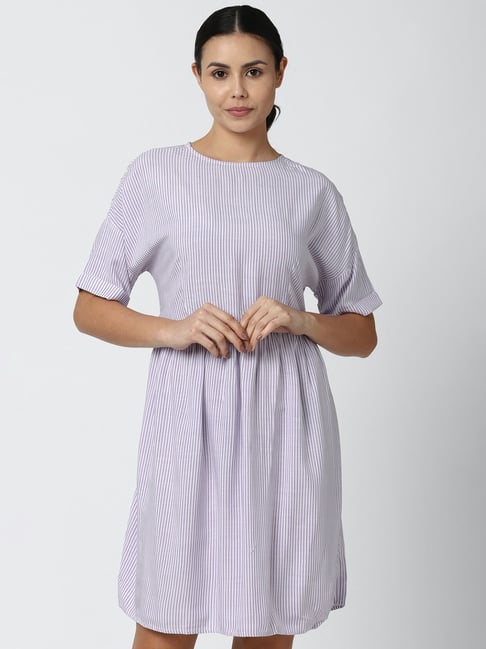 Van Heusen Blue & White Striped A-Line Dress Price in India