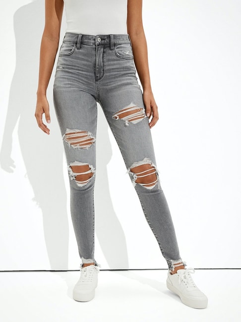 Buy American Eagle Outfitters Grey Distressed Skinny Fit Jeans for Women  Online @ Tata CLiQ
