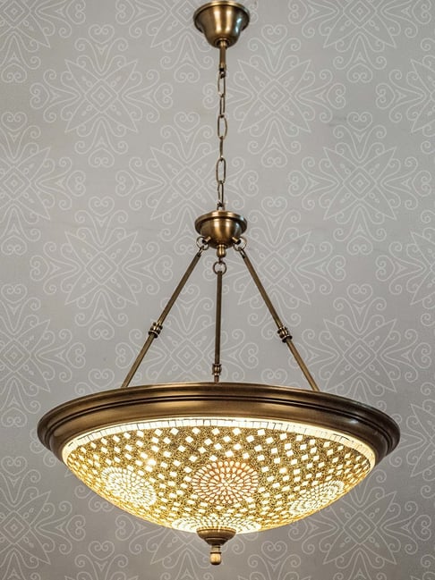 Fos Lighting 'Dish Tilak' Antique Gold Brass 5-In-1 Hanging Light