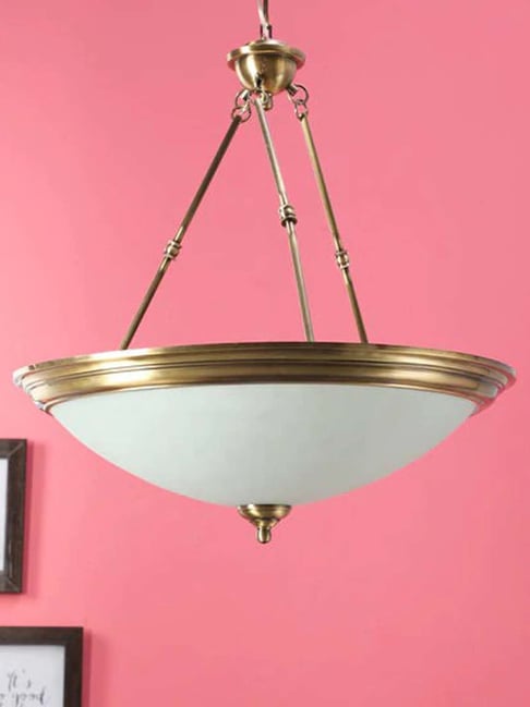Fos Lighting 'Dish' Antique Gold & White Brass 5-In-1 Hanging Light