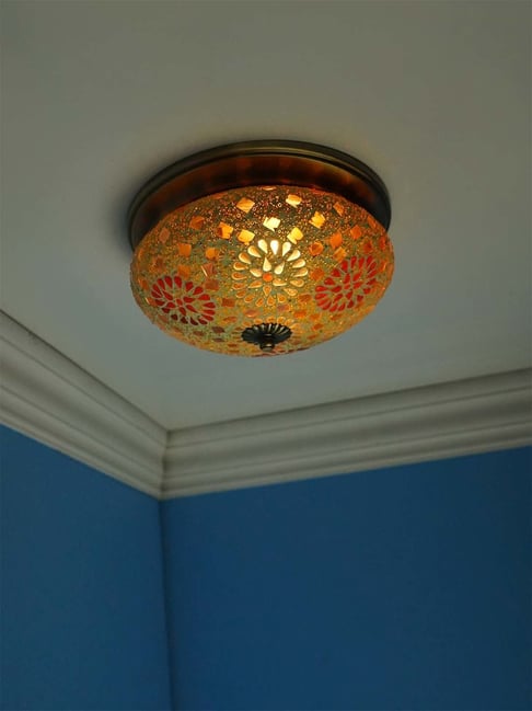 Buy Fos Lighting 'Tilak' Antique Gold Hand-Painted Ceiling Lamp at