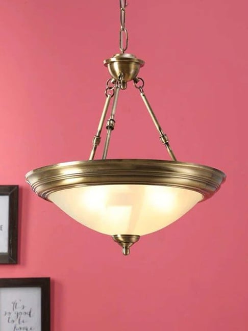 Fos Lighting 'Dish' Antique Gold & White Brass 3-In-1 Hanging Light