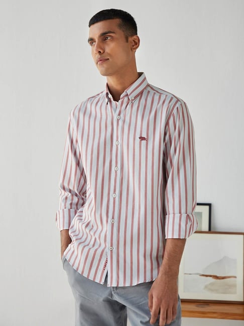 Buy ANDAMEN Pink Grey Striped Shirt for Men Online Tata CLiQ