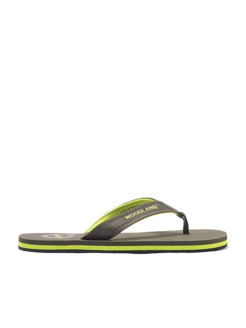 Woodland Men's Grey & Green Flip Flops