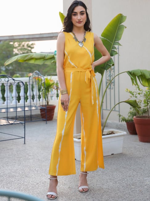 yellow tie dye jumpsuit