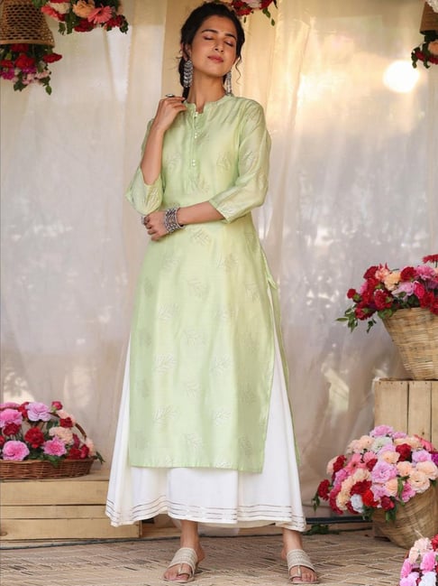 SCAKHI Green Embroidered Straight Kurta Price in India