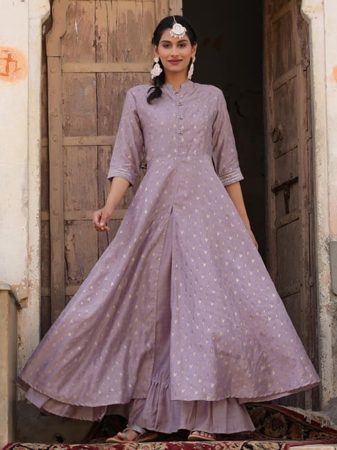 SCAKHI Purple Woven Pattern Anarkali Kurta Price in India