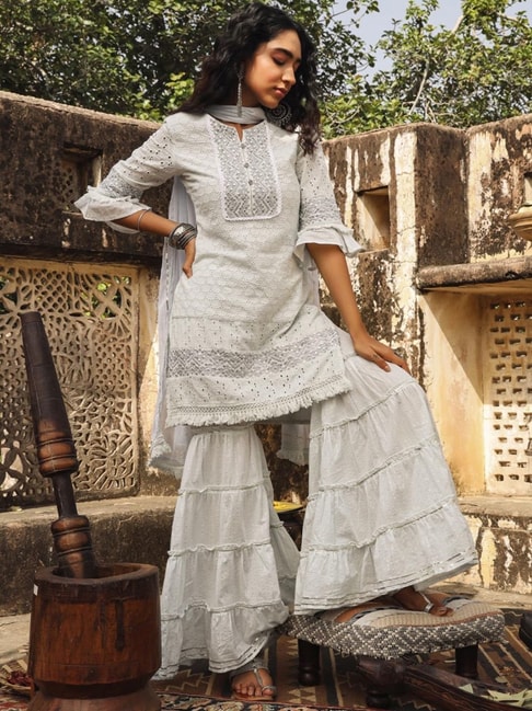Plain White Patiala Salwar Kameez With Contrast DupattaWhite Punjabi Suit  With Colour Combination  YouTube