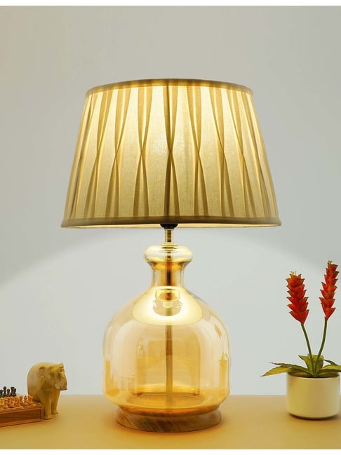 Amber glass best sale table lamp