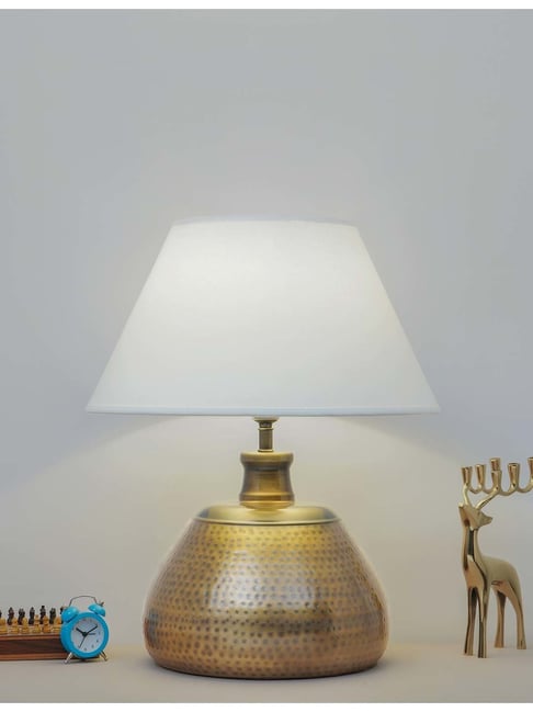 kapoor lamp shades Kapoor E Illuminations 'Magalie' White & Antique Gold Metal Table Lamp - Set of 1-picture-43