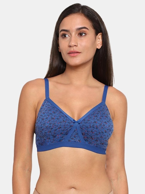Rosaline by Zivame Blue Printed Non-padded Bra Price in India