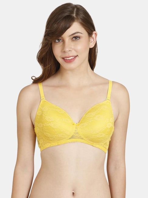 Buy Rosaline by Zivame Yellow Lace Half Coverage Padded Bra for Women's  Online @ Tata CLiQ
