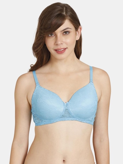 Buy Rosaline by Zivame Blue Lace Padded Bra for Women Online