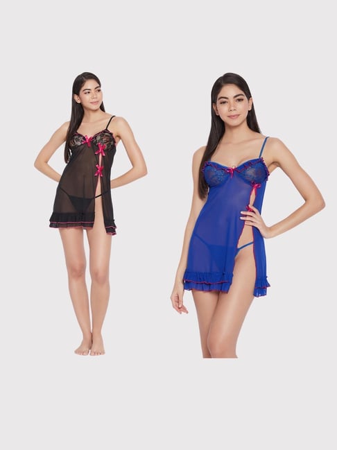 Buy Secrets By ZeroKaata Blue Lace Babydoll With Panty for Women Online @  Tata CLiQ