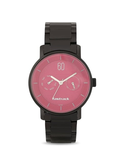 Fastrack Stunners Quartz Analog Pink Dial Metal Strap Watch for Girls