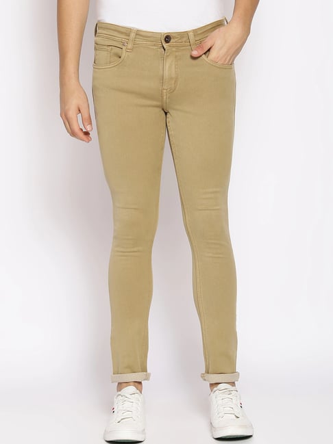 Buy High Star Khaki Slim Fit Lightly Washed Jeans for Men's Online - Main Image