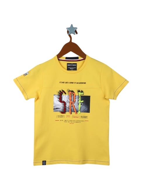 Monte Carlo Kids Yellow Printed T-Shirt