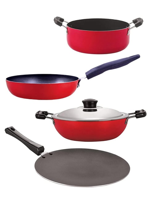 Nirlon Red Aluminium Non- Stick Cookware - Set of 4-picture-26
