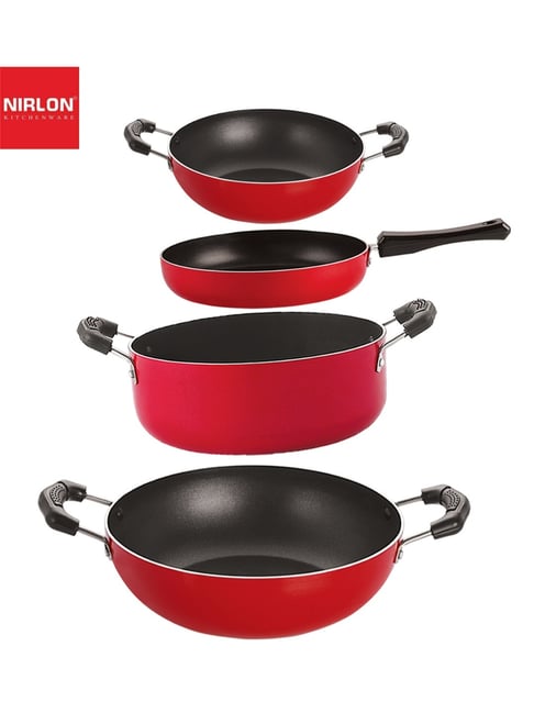 Nirlon Red Aluminium Non- Stick Cookware - Set of 4