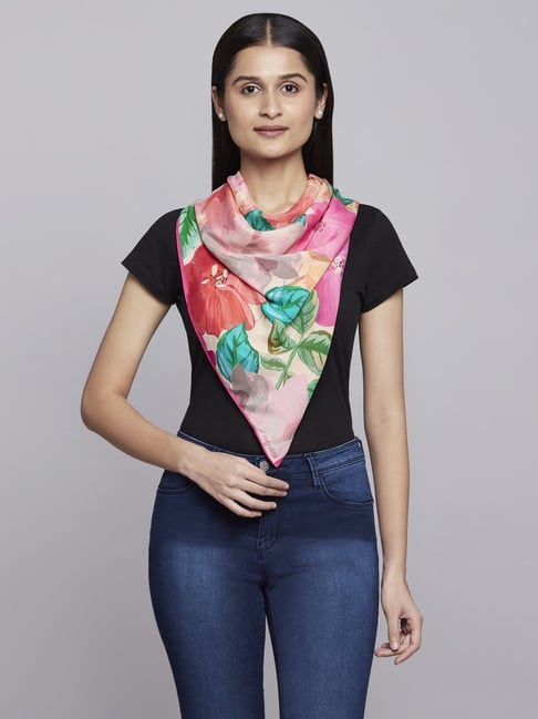 Navyasa by liva Orange Printed Scarf-image-40