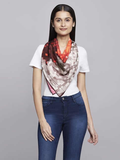 Navyasa by liva Red & Orange Printed Scarf-image-42