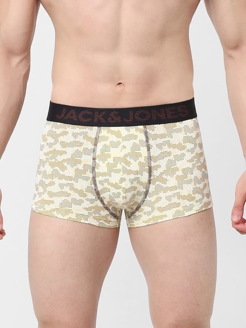 Jack & Jones Beige Regular Fit Printed Trunks