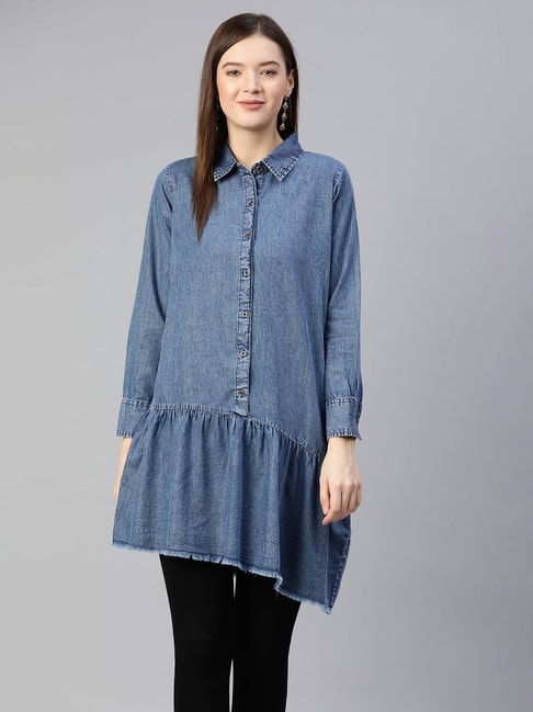 Melon by PlusS Blue Textured Tunic Price in India