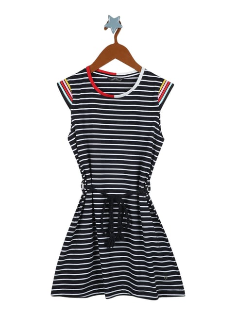 Beetlejuice Costume Black and White Vertical Stripe Swing Dress With T –  Jolly Vintage