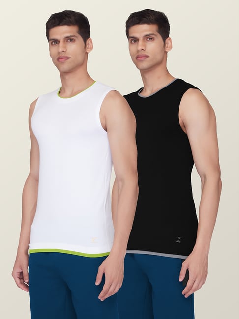 XYXX White & Black High Moisture Absorbing Gym Vests (Pack of 2)-picture-32