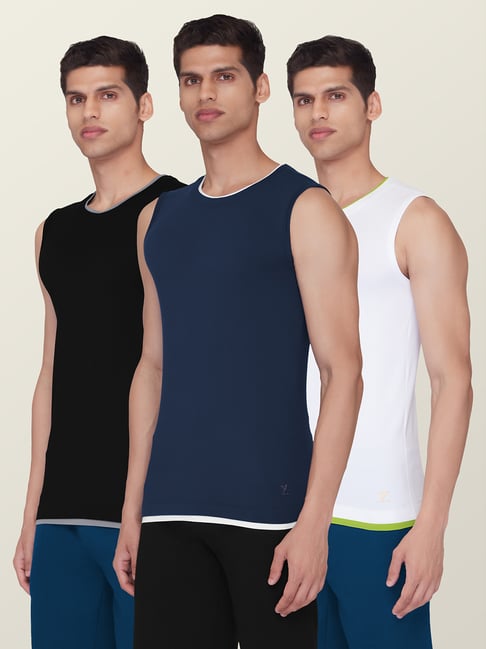 XYXX Multicolor High Moisture Absorbing Gym Vests (Pack of 3)-picture-14