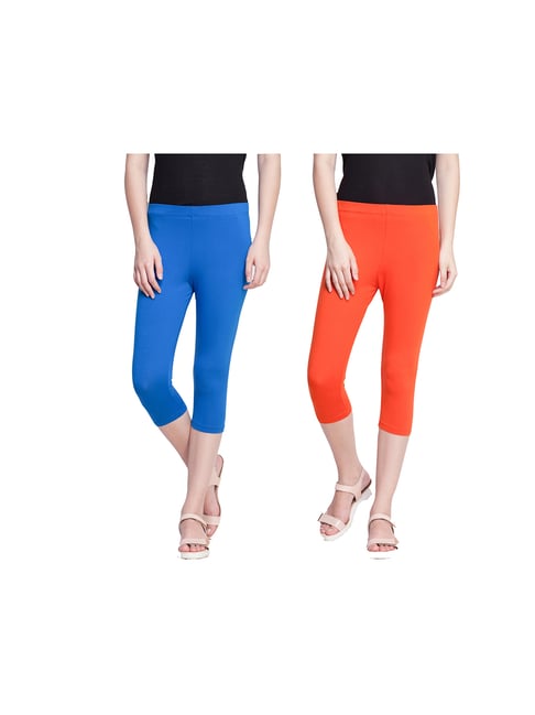 Dollar Missy Blue & Orange Slim Fit Capris Pack of - 2-picture-25