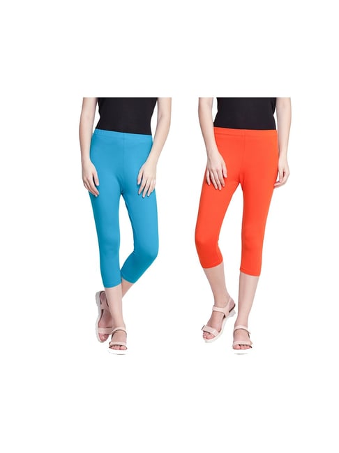 Dollar Missy Blue & Orange Slim Fit Capris Pack of - 2-picture-27