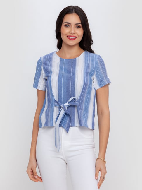 Zink London Blue Striped Top Price in India