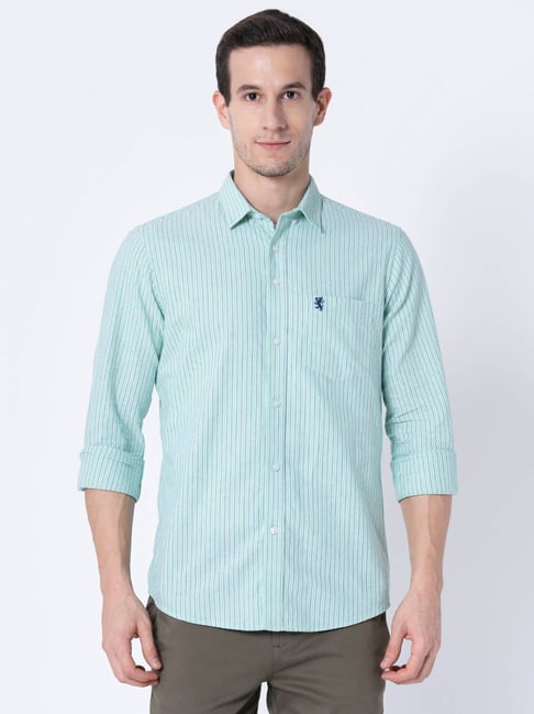 Red Tape Light Green Regular Fit Cotton Shirt