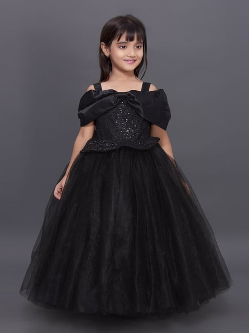 Buy Pink Chick Kids Black Sequence Gown for Girls Clothing Online