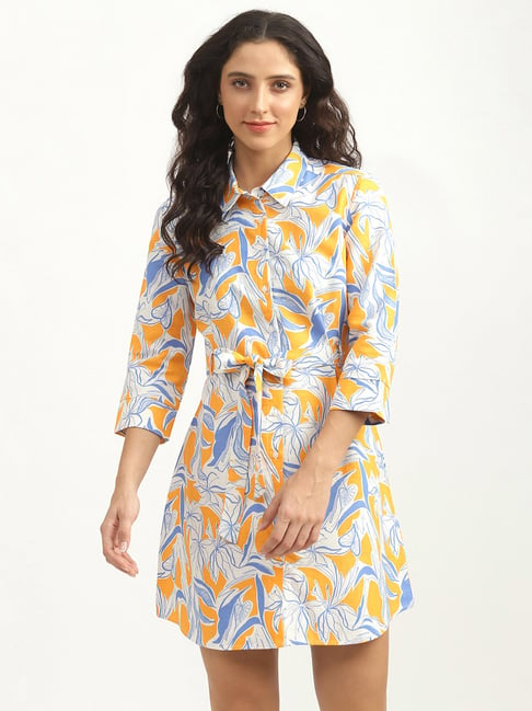 United Colors of Benetton Multicolor Printed Shirt Dress Price in India