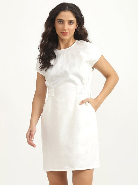 United Colors of Benetton Off White A Line Dress Price in India
