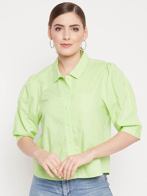 MADAME Green Regular Fit Shirt Price in India